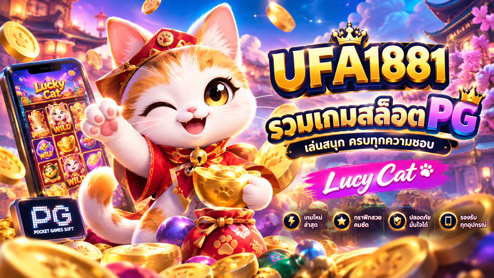 UFA1881 : สล็อต PG รวมเกมสล็อตยอดนิยมใหม่ล่าสุด สนุกได้ทุกวัน